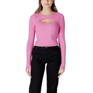 Only Cable Knit Keyhole Pullover Sweater Women pink Knitwear